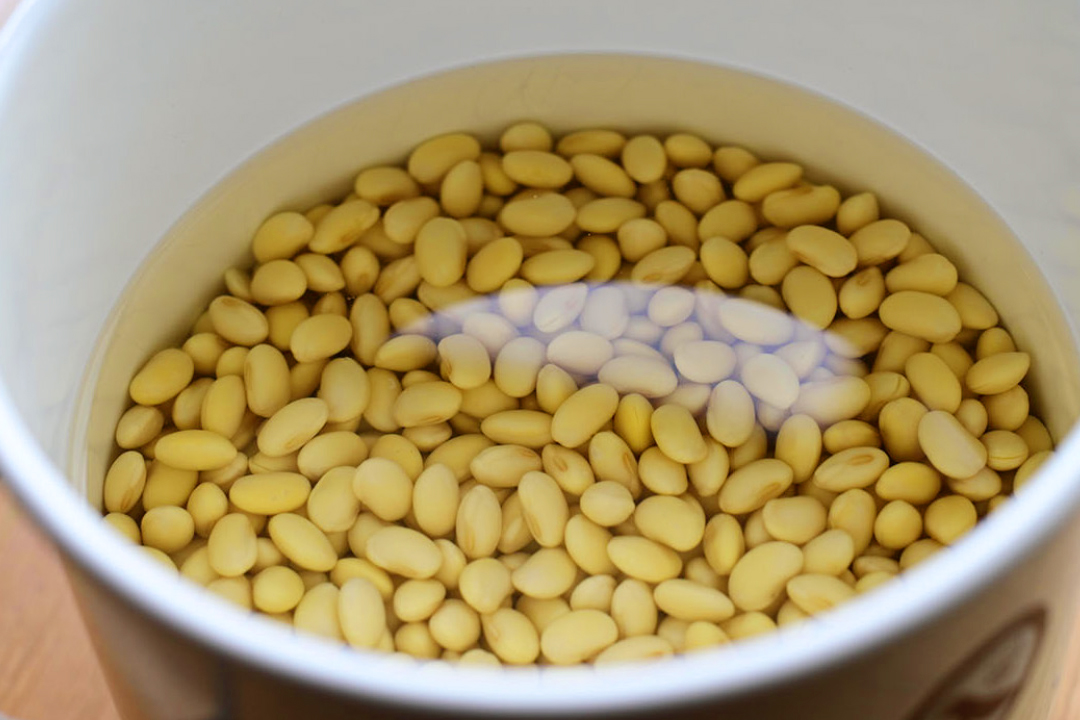 お味噌の仕込み方、大豆を水につける
